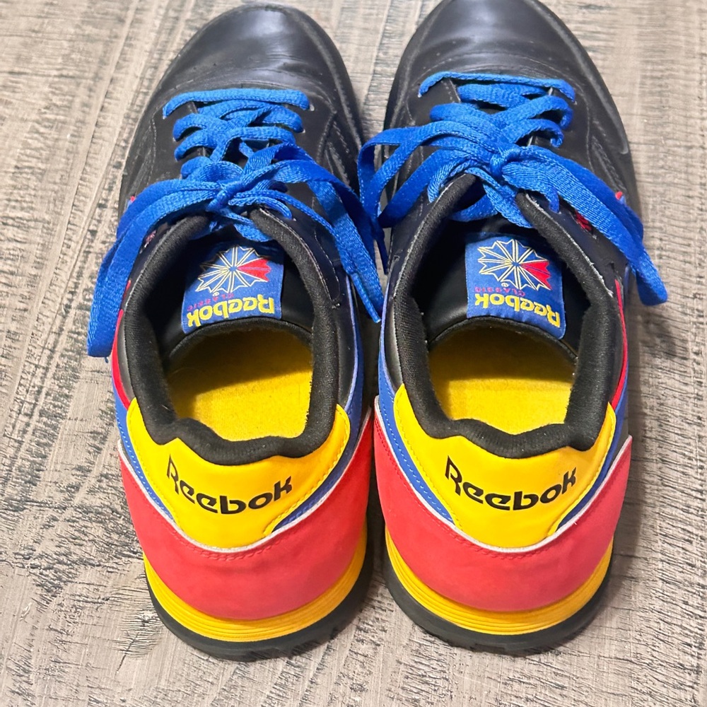 Reebok Men's Black and Blue Sneakers w Red & Yellow Accents - Picture 2 of 8